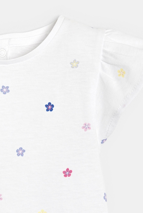 Weißes T-Shirt mit Blumen Kleinkind Mädchen