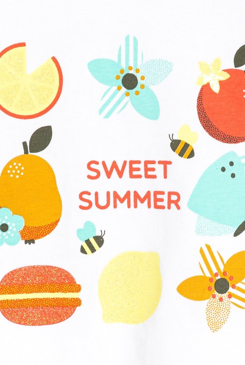 T-shirt impression fruits blanc bébé fille 2