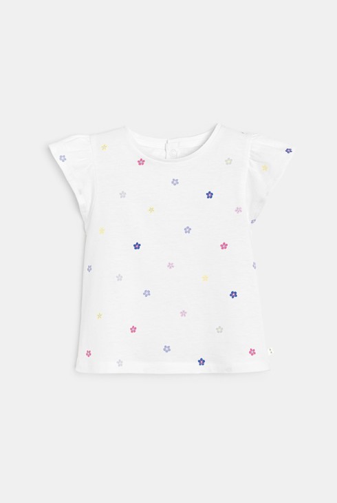 Weißes T-Shirt mit Blumen Kleinkind Mädchen 2