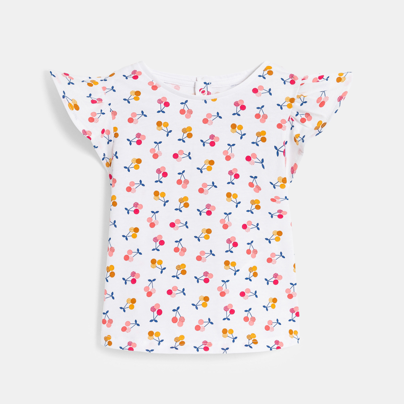 Weißes geblümtes Baby-T-Shirt für Mädchen
