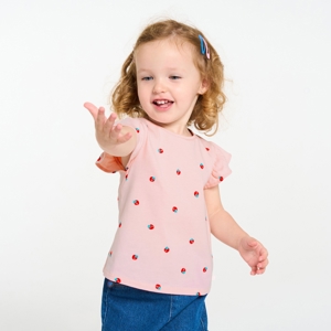 T-shirt à pois rose bébé fille 1