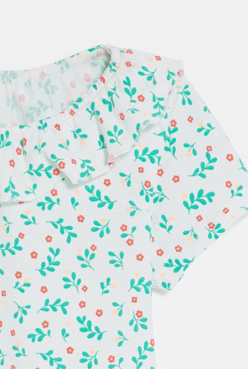 Rosa T-Shirt aus verspieltem Gewebe, Kragen mit Volants Baby Mädchen 2