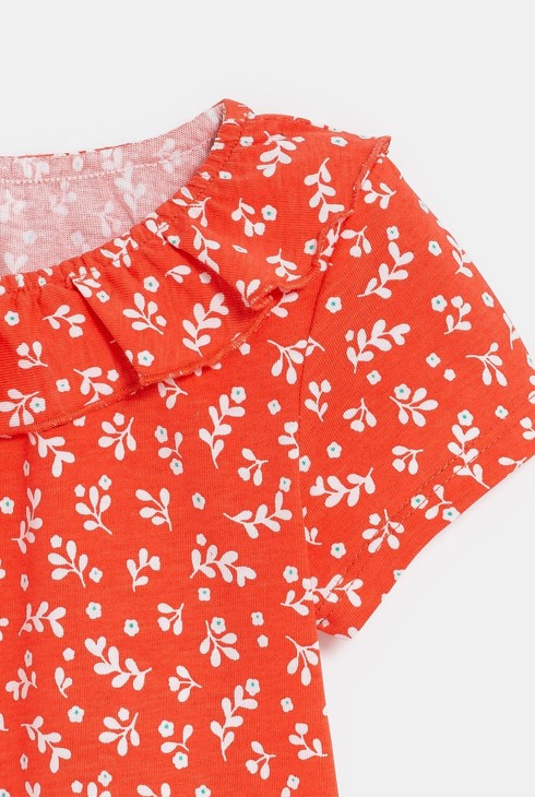 T-shirt col volanté maille fantaisie rose bébé fille 2