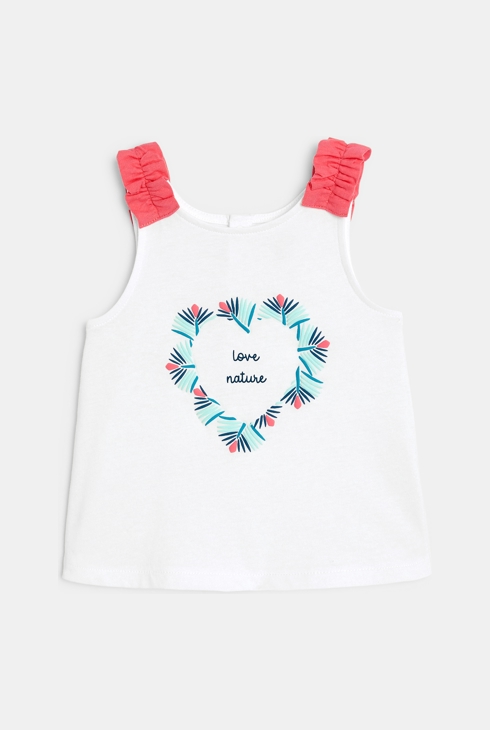 Débardeur impression cœur et nature blanc bébé fille 1