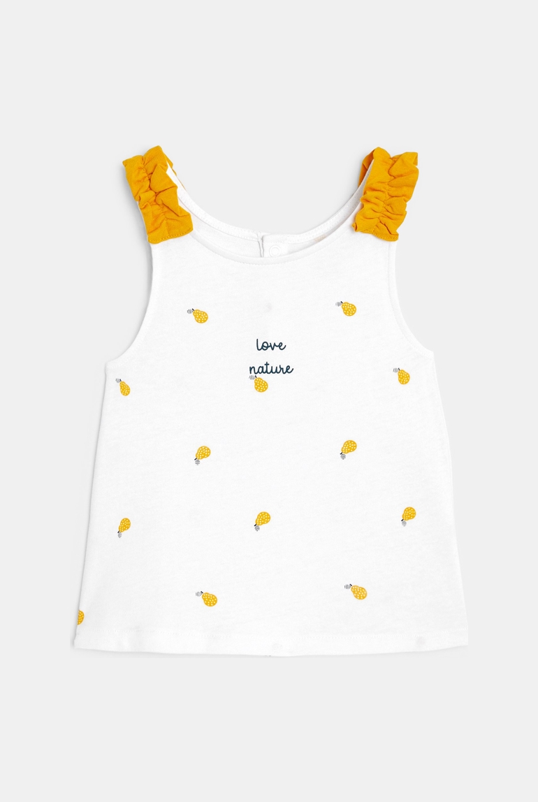 Débardeur à bretelles froncées jaune bébé fille 1