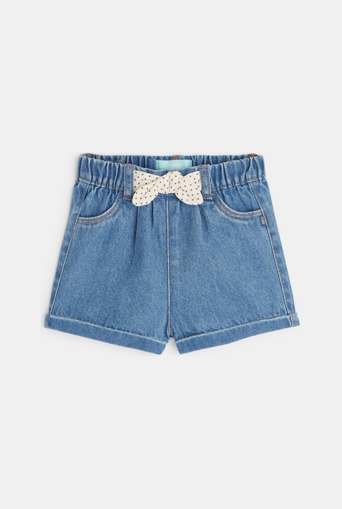 Spodenki jeansowe z ozdobną kokardką niebieski niemowlę dziewczynka 1