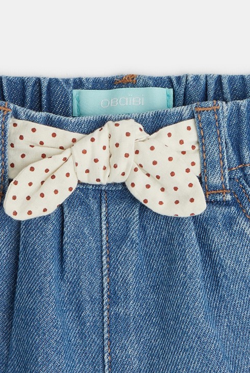 Spodenki jeansowe z ozdobną kokardką niebieski niemowlę dziewczynka 2