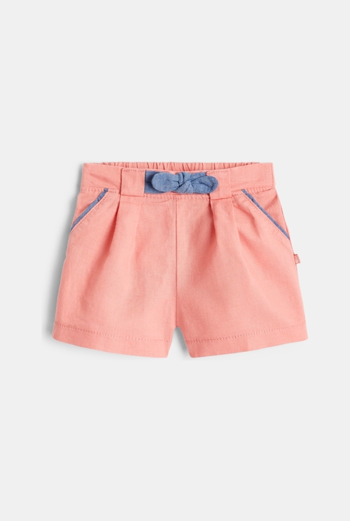 Lanene plisirane kratke hlače rožnata dojenček deklica 1