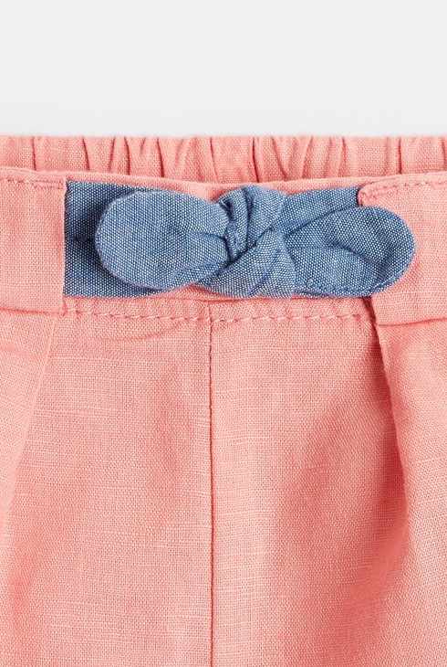 Lanene plisirane kratke hlače rožnata dojenček deklica 2