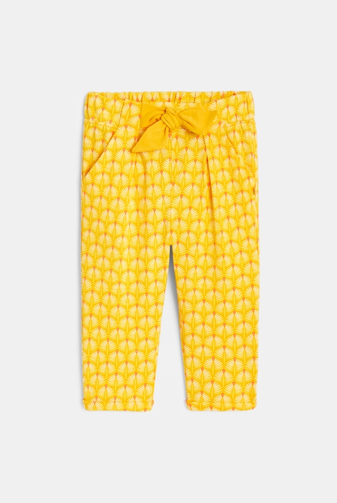 Hlače z grafičnim potiskom in z elastičnim pasom  rumena dojenček deklica 1