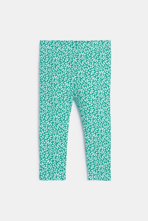 Verspielt bedruckte Blumen-Leggings Grün Baby-Mädchen 1