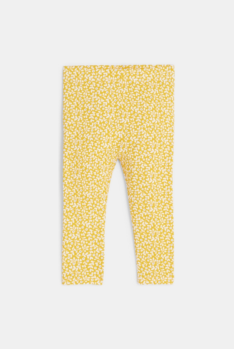 Legging fantaisie imprimé fleurs jaune bébé fille 1