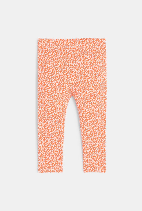 Verspielt bedruckte Blumen-Leggings Orange Baby-Mädchen 1