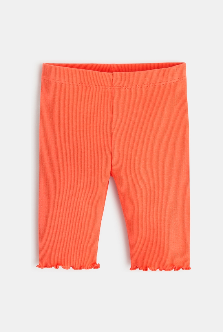 Legging corsaire maille côtelée unie orange bébé fille 1