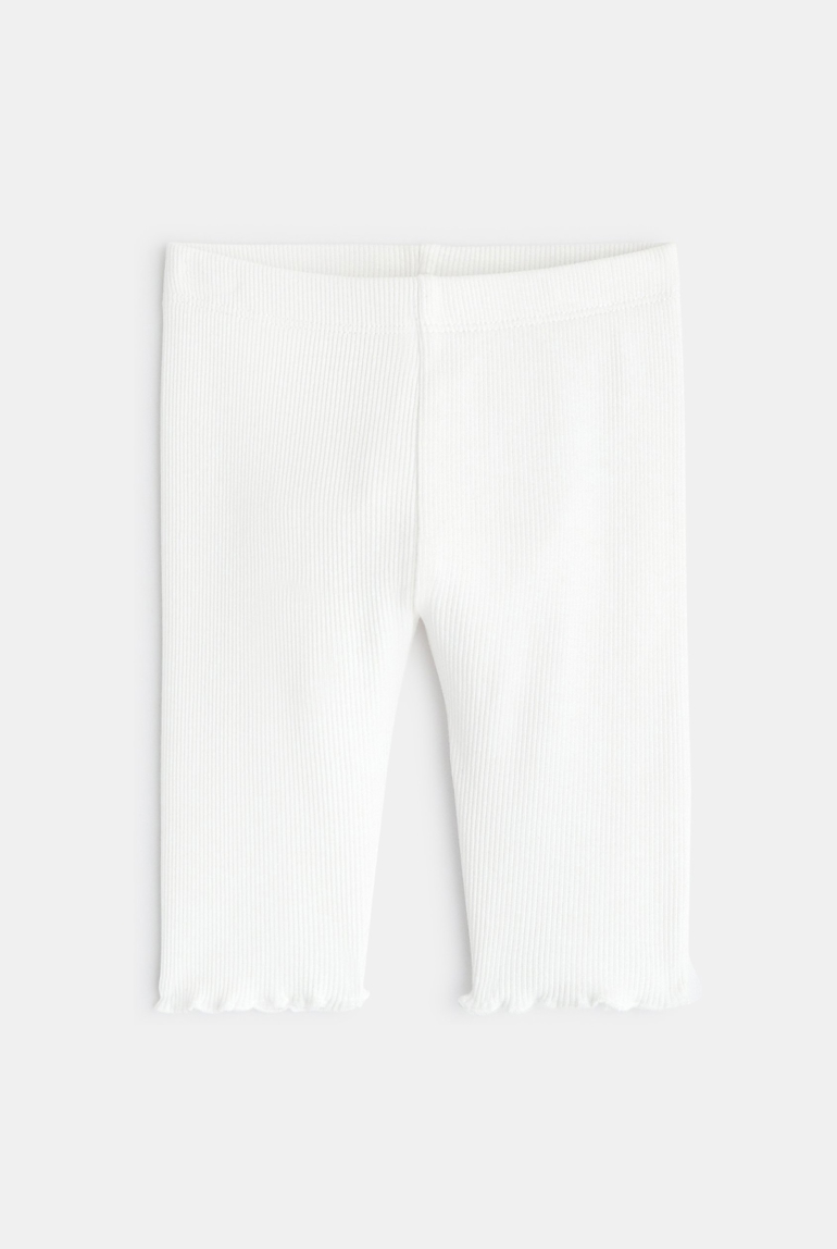 Legging corsaire maille côtelée unie blanc bébé fille 1
