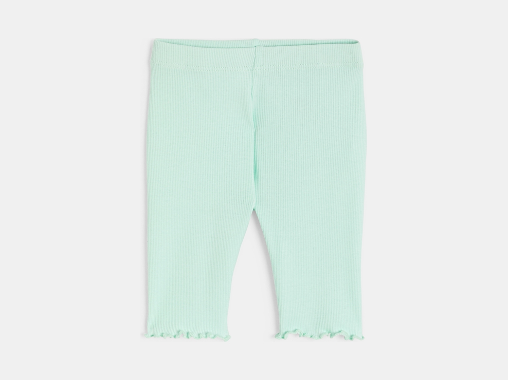 Legging corsaire maille côtelée unie bleu bébé fille 1