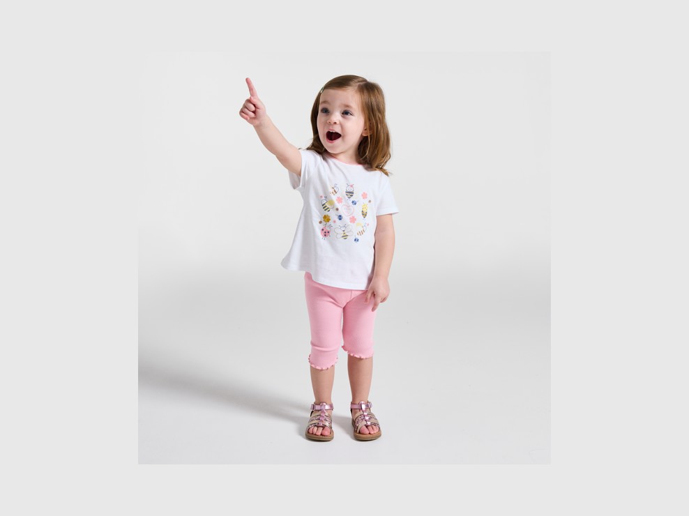 Leggings pirata lisos punto de canalé rosa bebé niña 1