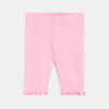 Legging corsaire maille côtelée unie rose bébé fille