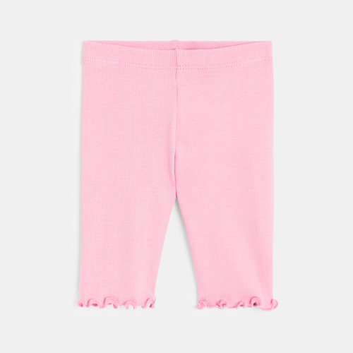 Roze strakke legging van effen ribtricot voor babymeisjes 1