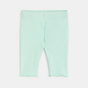 Legging corsaire maille côtelée unie bleu bébé fille 1