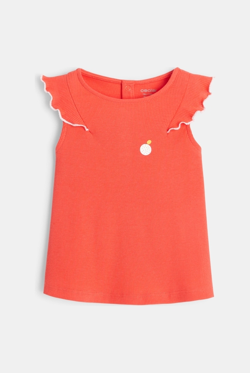 Rippstrick-Tanktop mit Rüschen Orange Baby Mädchen 1