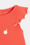 Débardeur maille côtelée à volants orange bébé fille 2