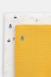 Langes en gaze de coton bateaux et uni (lot de 2) jaune naissance 2