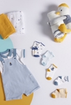 Langes en gaze de coton bateaux et uni (lot de 2) jaune naissance 3