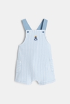 Salopette courte rayée et body col polo bleue naissance 2