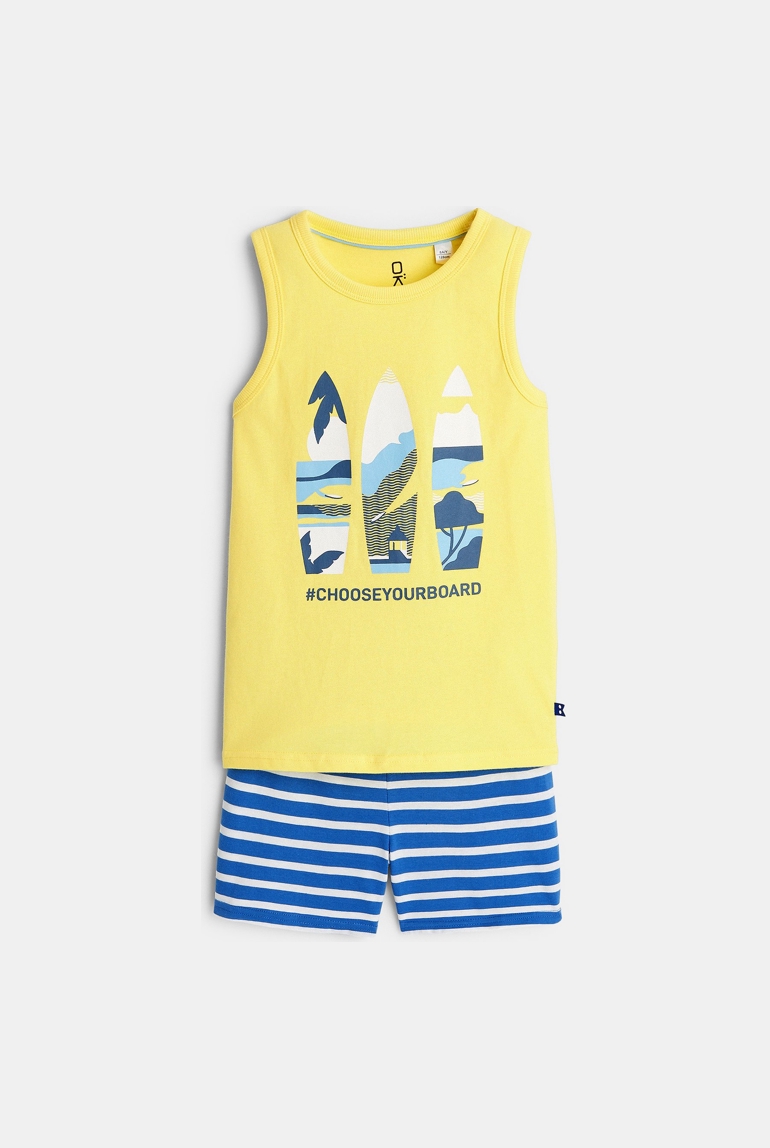 Pyjama short en jersey jaune garçon 1