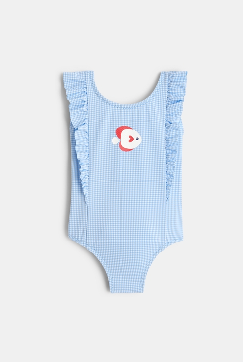 Kopalke z volančki in vichyjevskim vzorcem modra dojenček deklica 1