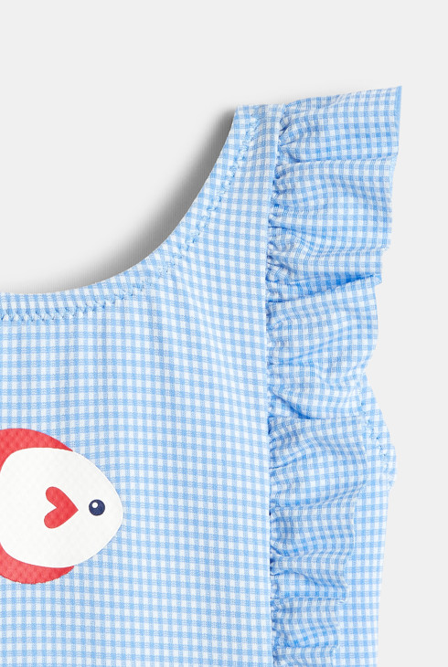 Kopalke z volančki in vichyjevskim vzorcem modra dojenček deklica 2