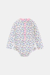Combi de bain anti UV fleurie rose bébé fille 3