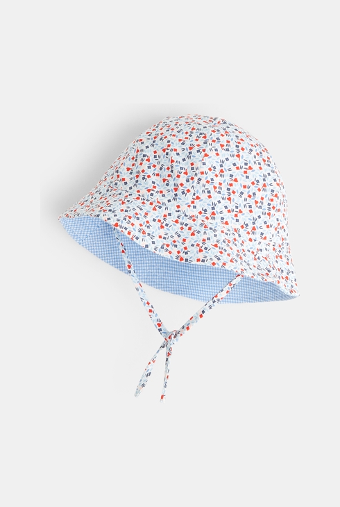 Bob cloche réversible anti UV rouge bébé fille 1