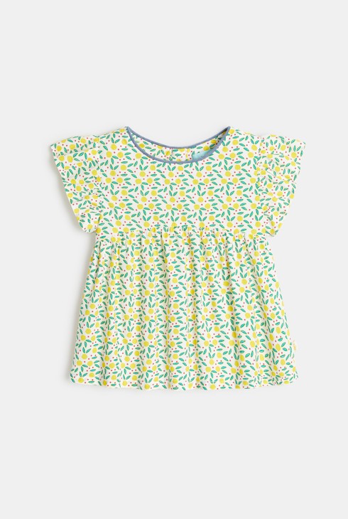 Potiskana bluza in spodnje hlačke iz denima  rumena dojenček deklica 2