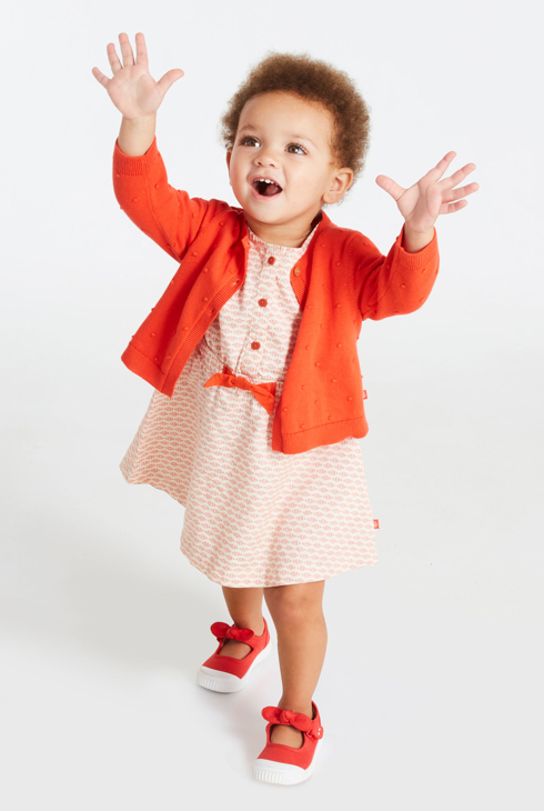 Strickjacke mit Pünktchen-Effekt Rot Baby Mädchen 2