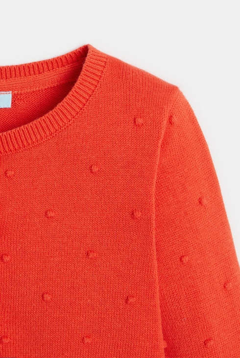 Gilet en maille effet pois rouge bébé fille