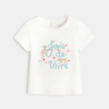 T-shirt singes brodés et message blanc bébé fille