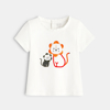 T-shirt lions brillants orange bébé fille