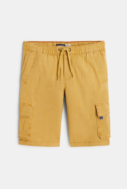 Enobarvne platnene bermuda hlače bež deček 2