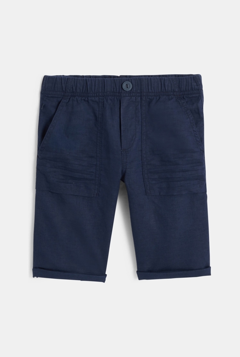 Bermuda chic en lin mélangé bleu marine garçon