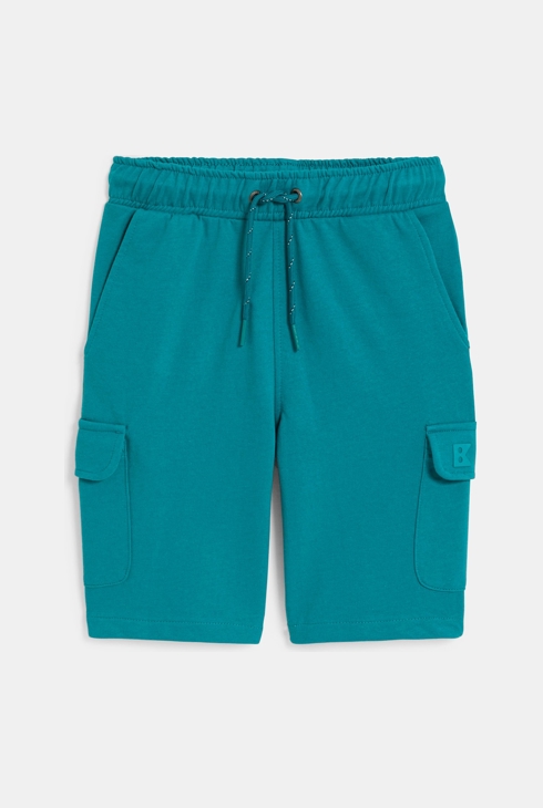 Bermuda cargo en molleton bleu garçon 1