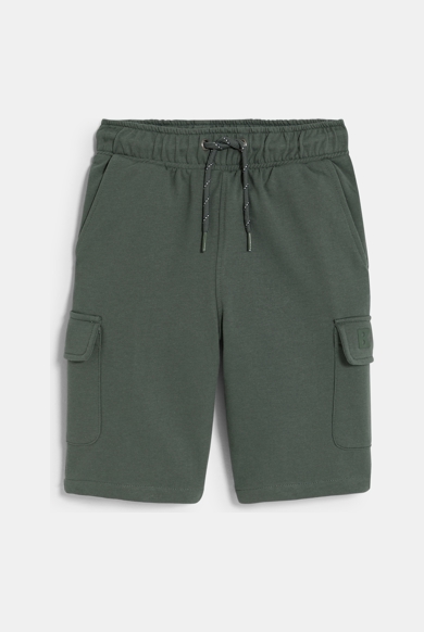 Boy's green cargo Bermuda shorts in brushed cotton Okaïdi