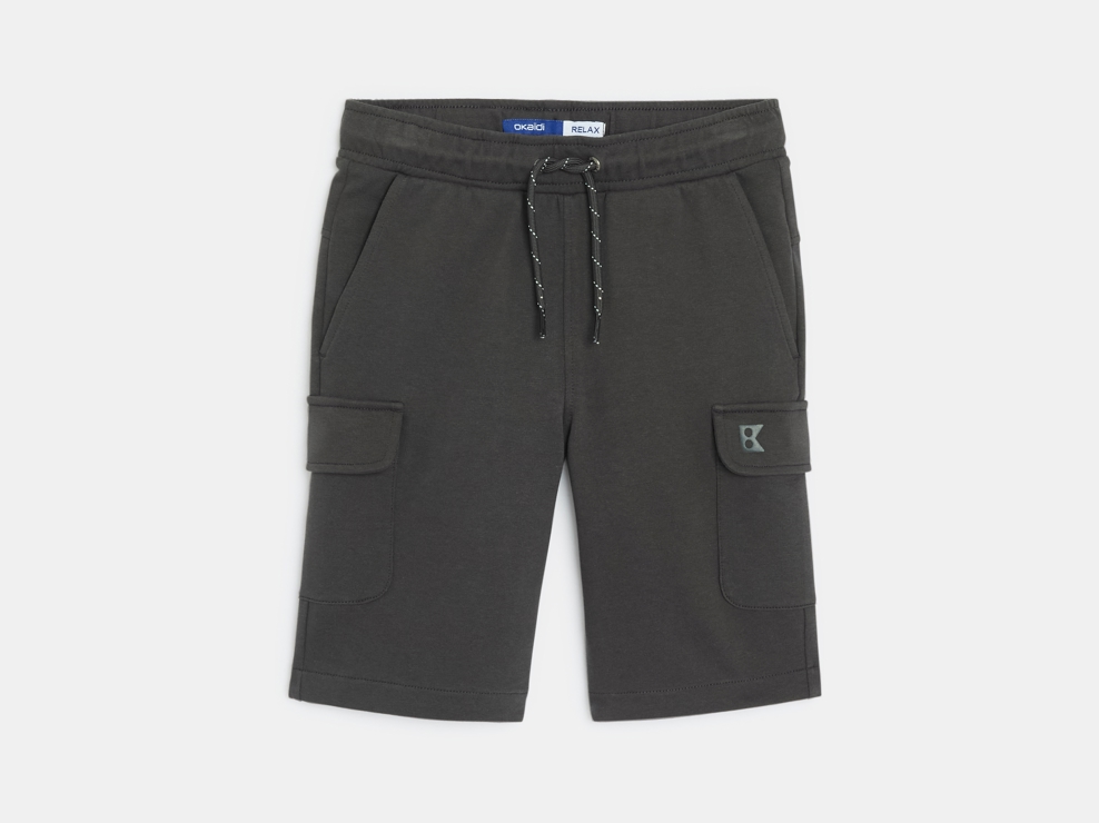 Bermudas cargo de muletón gris niño 1