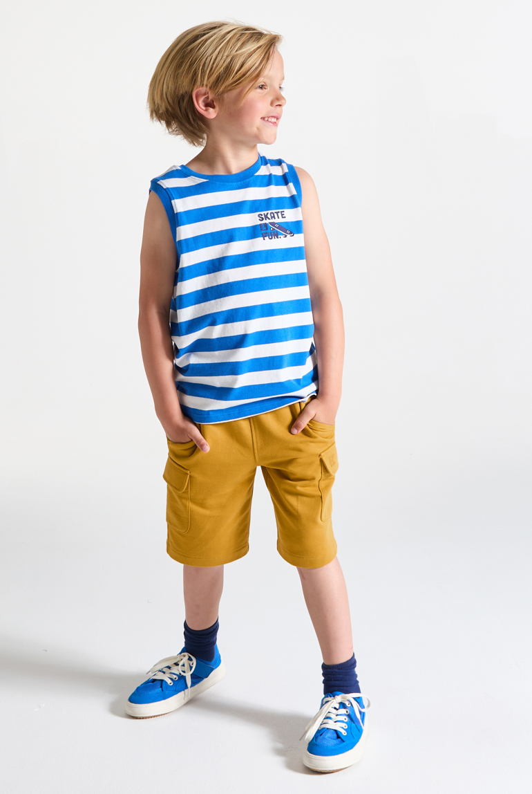 Bermudas cargo de muletón amarillo curry niño 1