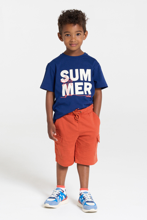 Bermudas cargo de muletón naranja niño 1