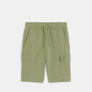 Cargo-Bermudas aus Molton in hellem Khakigrün für Jungen