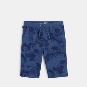 Bermuda slim fit in tessuto felpato stampato blu bambino 1