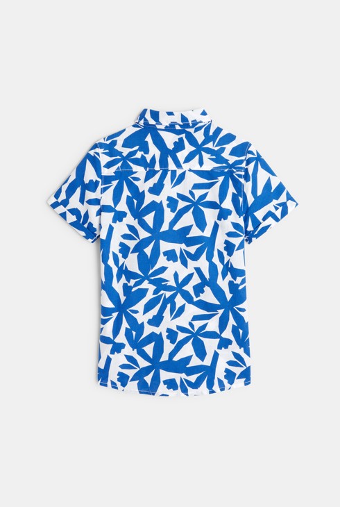 Chemisette imprimée en coton et lin bleue garçon 2