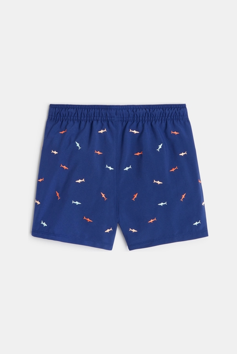 Short de bain brodé bleu garçon